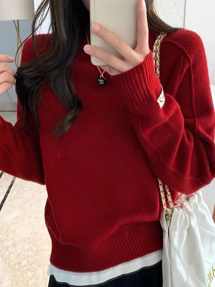 레드 루즈핏 니트 상세 이미지 1