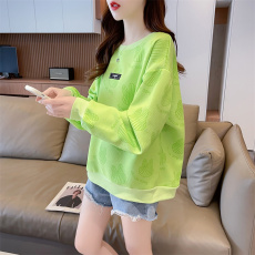 批发实拍后包领华夫格<b class='q'>大码</b><b class='q'>女装</b>春秋薄长袖卫衣女韩版宽松设计感上衣