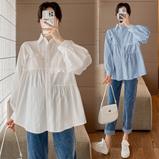 批发实拍2025秋季长袖新款孕妇<b class='q'>韩版</b>甜美衬衫上衣宽松时尚百搭娃娃衫