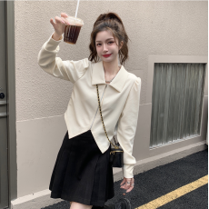 批发2026早春大码女装华夫格针织衫不规则燕尾外套翻领显瘦上衣