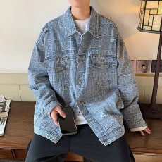 批发实拍秋装新款ins潮牌男女宽松牛仔夹克<b class='q'>中国风</b>姓印花外套潮