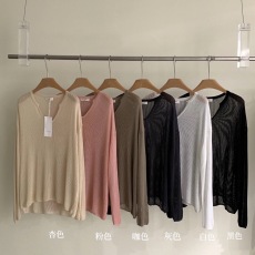 批发新款套头<b class='q'>t</b><b class='q'>衫</b>针织<b class='q'>t</b>恤女2023夏季镂空<b class='q'>t</b><b class='q'>血</b>垂感下摆显瘦打底<b class='q'>衫</b>上衣潮