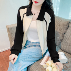 实拍现货6139#2023秋季新款拼色外套女
