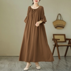 批发实拍 2026新款胖mm可两面穿宽松显瘦过膝长款连衣裙