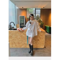 批发镂空爱心白色衬衫女早秋设计感小众BF大码宽松衬衣