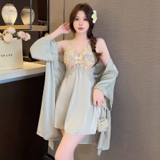 批发春夏<b class='q'>性感</b>睡衣女吊带睡裙睡袍两件套<b class='q'>情趣</b>短裙高级感家居服蕾丝露背