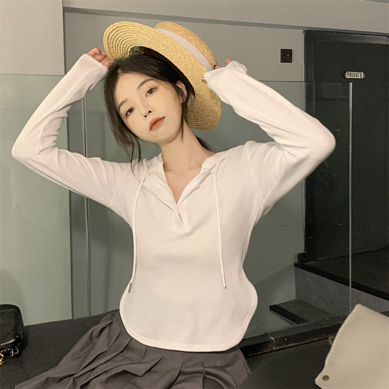 5 colors spring new Korean style temperament square collar top slim fit inner long-sleeved bottoming shirt women's T-shirt trend