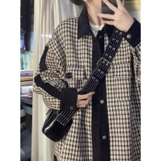 批发<b class='q'>日系</b><b class='q'>复古</b>vintage千鸟格外套女春季新款宽松ins潮牌设计感小众上衣