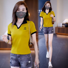 批发官图 纯棉短袖<b class='q'>t</b><b class='q'>恤</b>女2026夏季<b class='q'>时尚</b>休闲宽松显瘦洋气印花polo领上衣