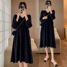 批发实拍~2026<b class='q'>孕妇</b><b class='q'>春秋</b>季新款连衣裙收腰显瘦<b class='q'>大码</b>连衣裙