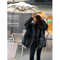 批发2026黑色仿皮衣外套女美欧新款港风休闲pu皮夹克上衣