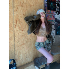 批发实价实拍 复古重工洗水翻领小个子高腰<b class='q'>短款</b>pu<b class='q'>皮衣</b>机车服夹克外套