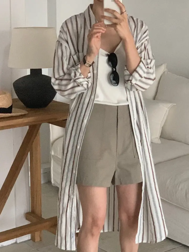 레트로 컬러 스트라이프 루즈 원피스 상세 이미지 11