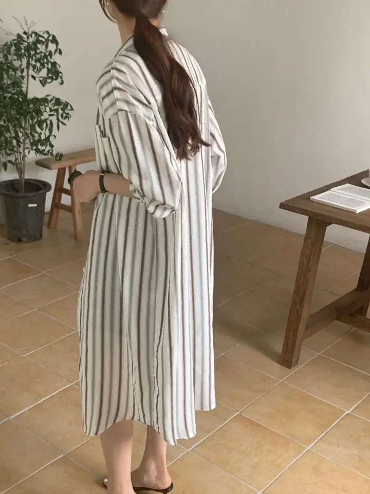 레트로 컬러 스트라이프 루즈 원피스 상세 이미지 12