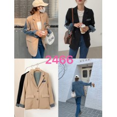 批发韩国新品小西装上衣宽松韩版休闲百搭长袖撞色个性<b class='q'>牛仔</b>拼接外套女