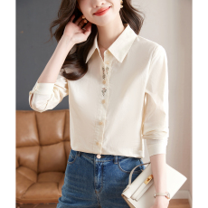 批发花卉刺绣衬衣2026年春秋季新款韩版经典精致质感纯色长袖衬衫女