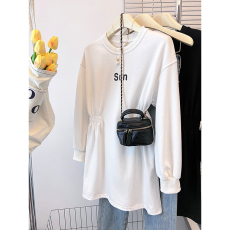 批发实拍大码女装2026春装新款休闲微胖妹妹遮肚显瘦宽松中长款卫衣裙