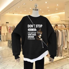 批发2023年早春新款卫衣女装韩版宽松假两件慵懒风外套加绒套头上衣潮