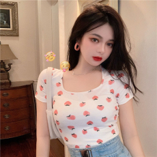 批发已出货 <b class='q'>韩国</b>外贸韩版新款辣妹性感方领短款t恤女夏季时尚百搭<b class='q'>上衣</b>