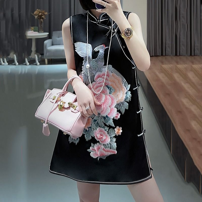 TR76193# 旗袍年轻款高端气质唐装女新中式裙改良中国风重工刺绣连衣裙