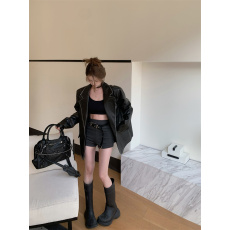 批发实价实拍 <b class='q'>秋</b>冬复古翻领皮衣西装外套女西装小众重工做旧外套