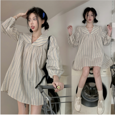 批发2026早春<b class='q'>大码</b>女装娃娃领连衣裙百搭宽松气质显瘦连衣裙