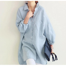 批发2026早春新款<b class='q'>衬衣</b>宽松大码女装<b class='q'>长款</b>棉麻连衣裙<b class='q'>衬衫</b>款