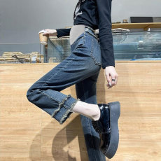 批发天猫品质<b class='q'>孕妇</b><b class='q'>牛仔裤</b>春秋款宽松高腰托腹直筒打底烟管九分裤子春装