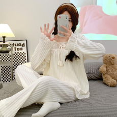 批发M-5XL  6535提花睡衣女春秋季甜美长袖<b class='q'>长裤</b>加肥220斤<b class='q'>大码</b>家居服