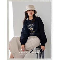 批发南瓜谷【马术俱乐部】<b class='q'>亲子装</b>卫衣女春秋薄款小个子显瘦T恤短袖夏