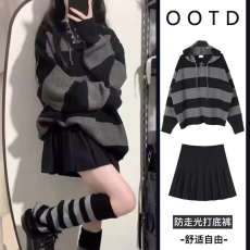 批发秋冬大码连衣裙子套装韩系温柔奶乖学院风搭配一整套韩剧2023新款