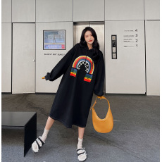 批发<b class='q'>牛奶</b><b class='q'>丝</b>复合贝贝绒有口袋秋冬季加绒连帽卫衣裙卡通印花长袖<b class='q'>连衣裙</b>