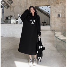 批发<b class='q'>牛奶</b><b class='q'>丝</b>复合贝贝绒有口袋秋冬季加绒连帽卫衣裙慵懒oversize<b class='q'>连衣裙</b>