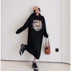 批发<b class='q'>牛奶</b><b class='q'>丝</b>复合贝贝绒有口袋秋冬季加绒连帽卫衣裙小个子宽松<b class='q'>连衣裙</b>