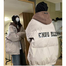 美式高街oversize棉服女冬季新款学生假两件加厚棉衣休闲复古棉袄