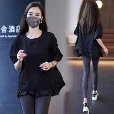 批发大码女装2026春装新款胖MM宽松遮肉A版长袖百搭时尚蝙蝠衫T恤上衣