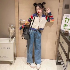 批发女童外套<b class='q'>春</b>秋装2024新款儿童百搭针织开衫宝宝洋气毛衣秋季潮童装