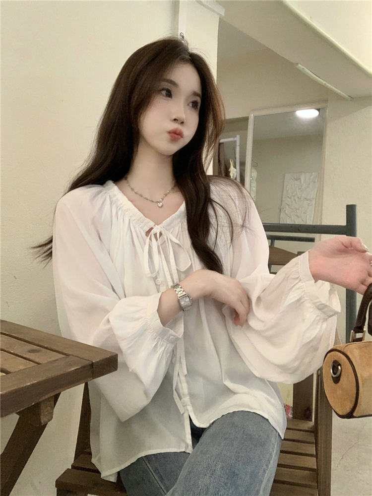 Real shot!  Korean style loose baby doll tops for women, all-match tops 2024 spring new design long-sleeved shirts