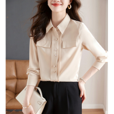 批发2026年春装新款简约时尚纯色质感贴肤基础百搭优雅<b class='q'>通勤</b>衬衫女