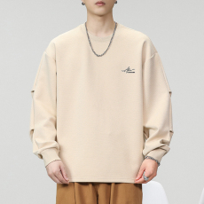 批发比农新款小刺绣宽松运动卫衣男潮牌圆领休闲简约套头打底长袖