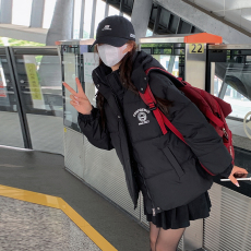 学院风黑色短款棉服女小个子冬季2023新款爆款加厚棉衣面外服外套