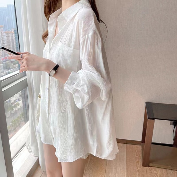 RM21624#白色衬衣女长袖2023年夏季新款超仙百搭开衫薄外套透气宽松