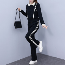 实拍潮牌运动休闲套装女2023新款春秋季时尚减龄卫衣阔腿裤两件套