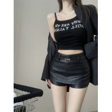 批发实拍实价 黑色皮裤短裤女外穿打底高腰显瘦<b class='q'>欧美</b>修身PU皮包臀裙裤