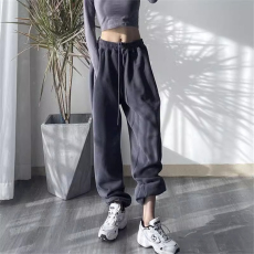 批发春秋装宽松阔腿运动裤欧美ins休闲灰色<b class='q'>裤子</b>束脚卫裤女