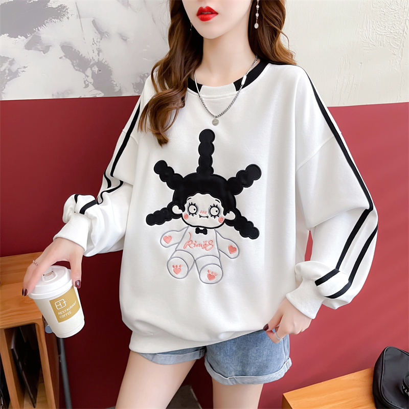 First real shot of fish scale back bag collar sweatshirt for women new spring and autumn large size design Japanese and Korean loose top