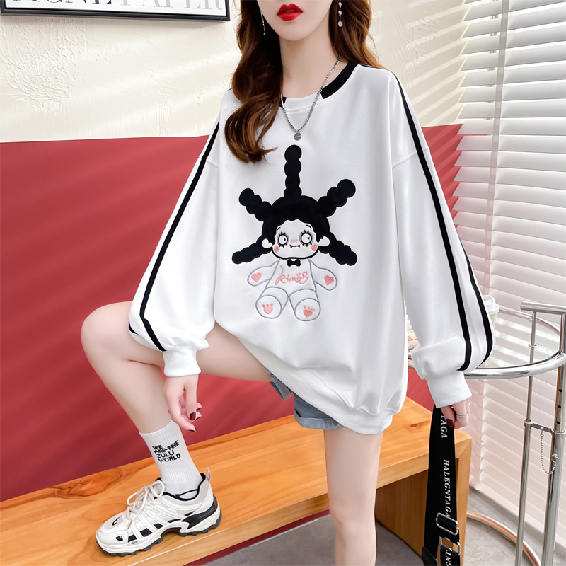 First real shot of fish scale back bag collar sweatshirt for women new spring and autumn large size design Japanese and Korean loose top