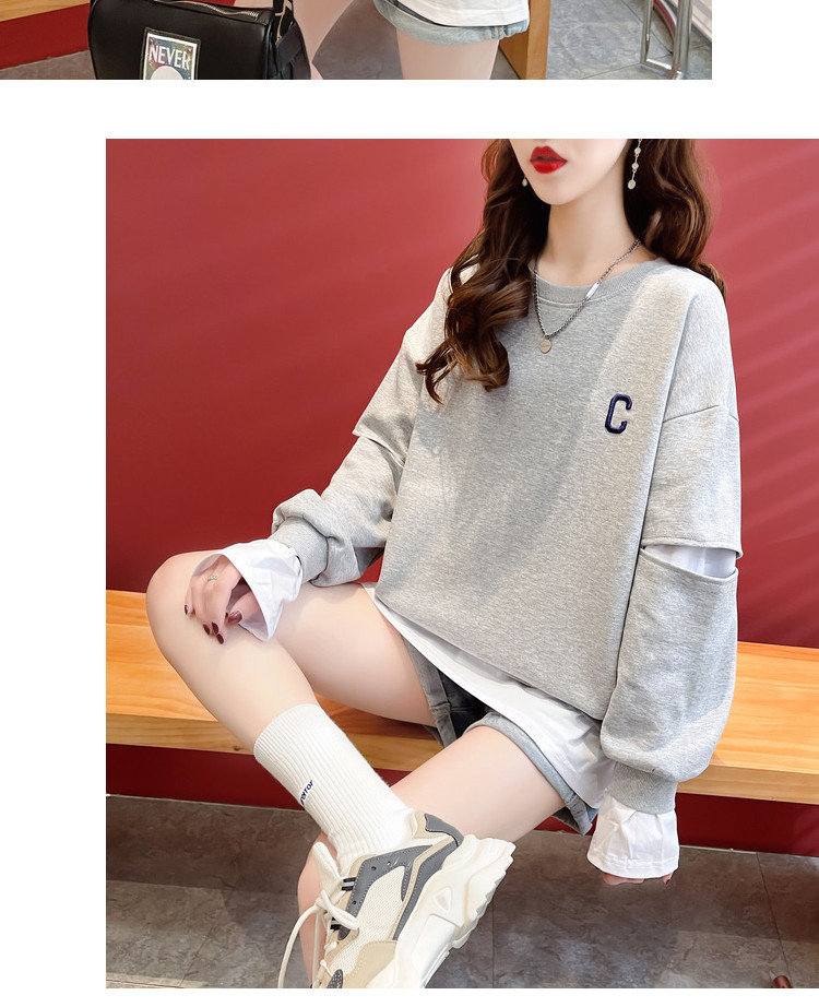Eerste release van visschubbenontwerp hoodie dames twee stukken 2023 nieuwe lente en herfst geborduurd los oversized_voghion.com