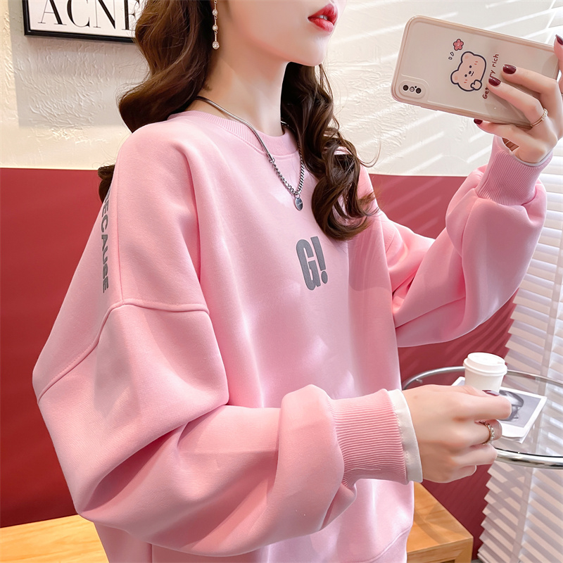 First real shot of fish scale design sweatshirt for women fake two pieces new spring and autumn foam large size loose top