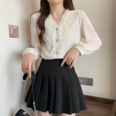 批发已出货 实拍秋装新款大码女装蕾丝衬衫洋气质法式小众衬衣